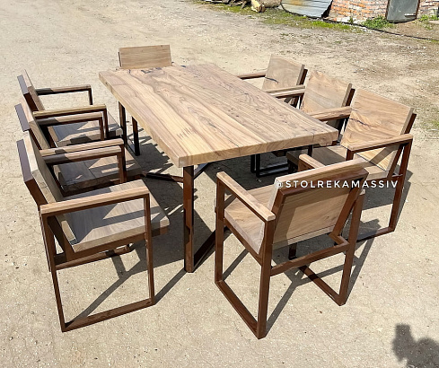 Стол со стульями из массива карагача